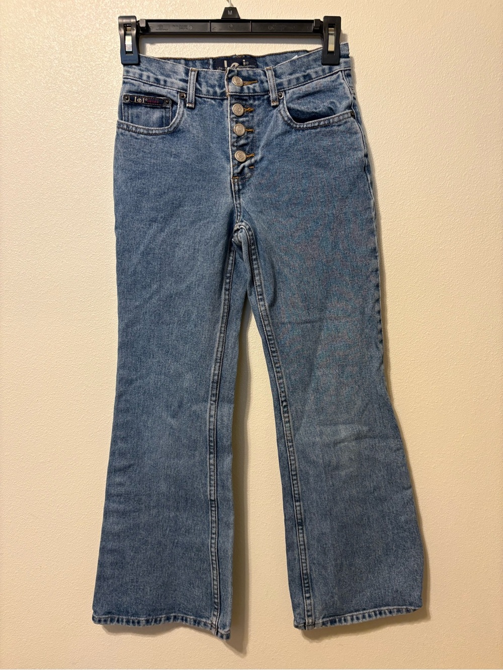 Classic High-Rise Button-Fly Girls Jeans - Light Blue Denim